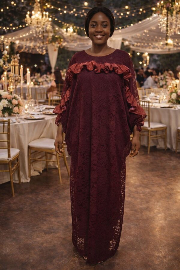 Burgundy Grace Lace Maxi Kaftan