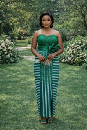Emerald Heritage Corset Kente Fusion Dress