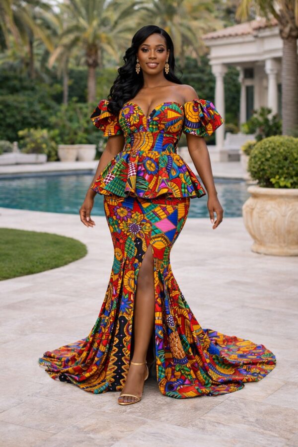 Royal Spectrum Peplum Couture Gown