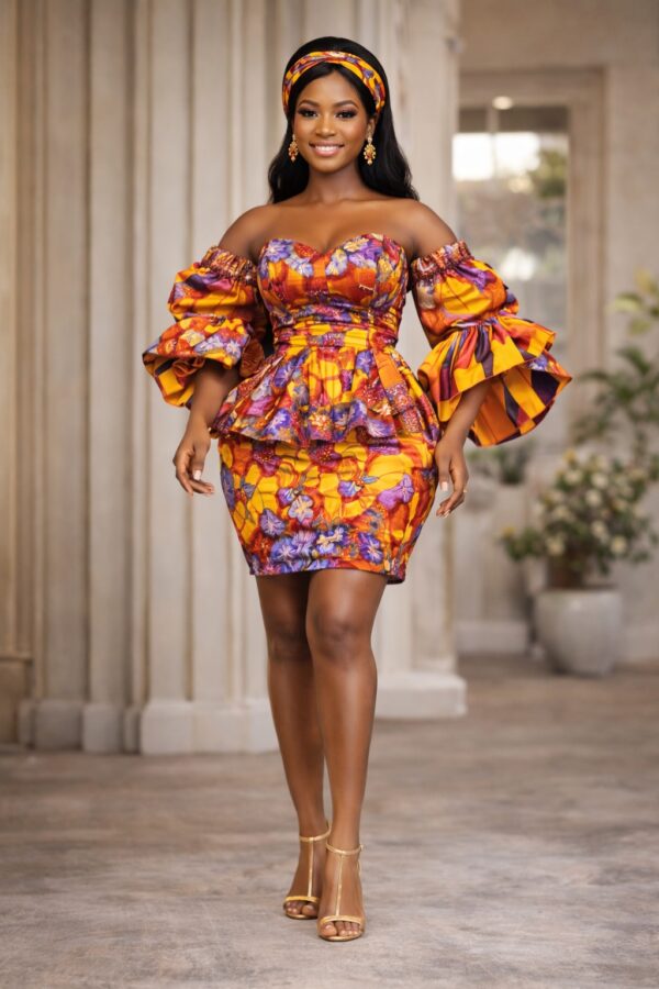 Sunset Bloom Peplum Mini Dress